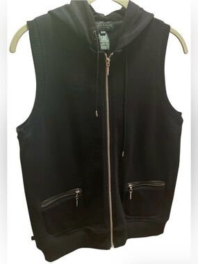 Lauren Jeans Co Ralph Lauren Vest Hoodie Women's Small Black Full Zip Sleeveless